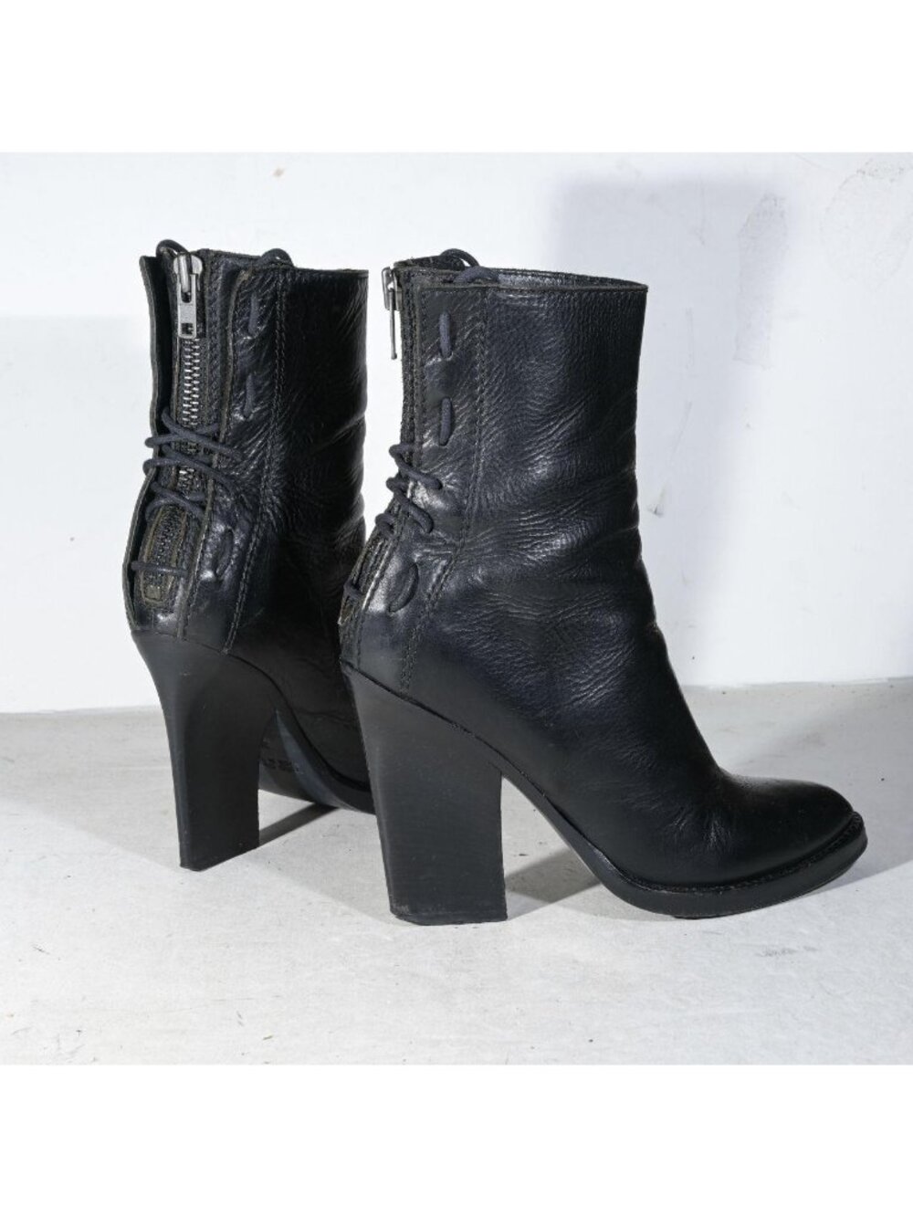 Haider Ackermann Black Leather Heeled Ankle Boots Sculptural Tapered Heel Back Z - Picture 3 of 8